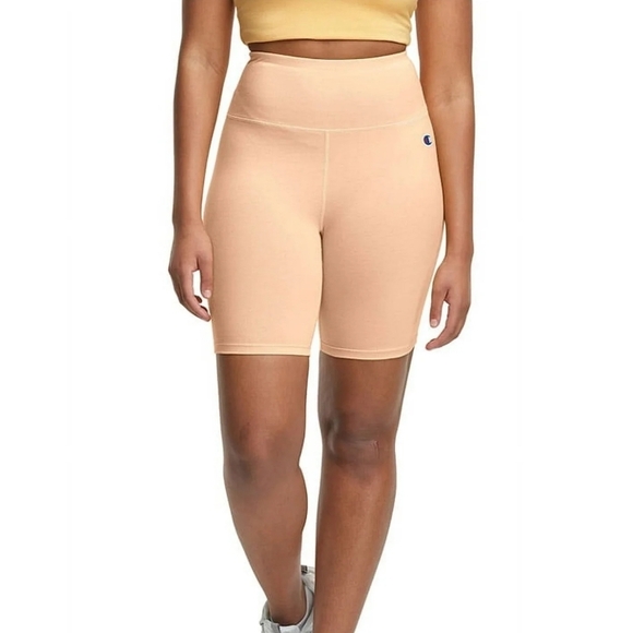 Champion Everyday Classic Cotton High Waisted Soft Bike Shorts Peach Orange M - Picture 11 of 11